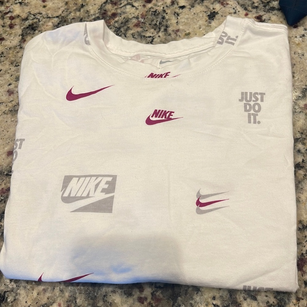 Nike Maroon and Grey T-Shirt